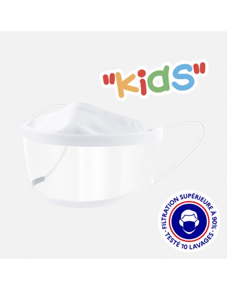 10 masques transparents enfant - 10 lavages