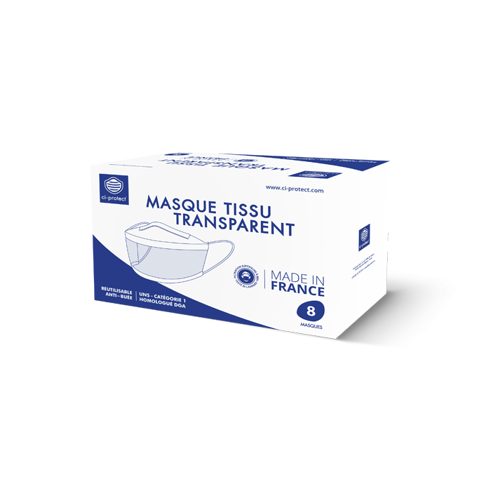 masques transparents adulte - 20 lavages